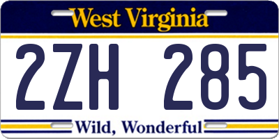 WV license plate 2ZH285