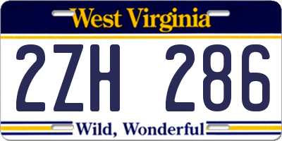 WV license plate 2ZH286