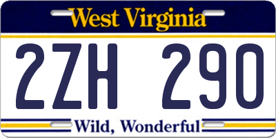 WV license plate 2ZH290