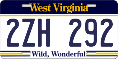 WV license plate 2ZH292