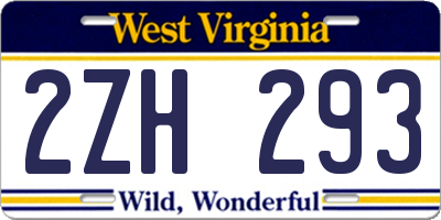 WV license plate 2ZH293
