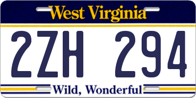 WV license plate 2ZH294