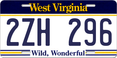 WV license plate 2ZH296
