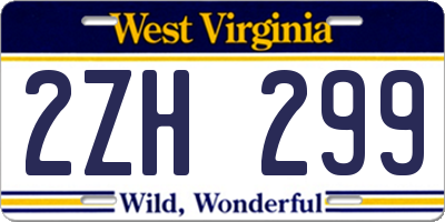 WV license plate 2ZH299
