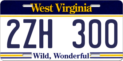 WV license plate 2ZH300