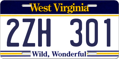 WV license plate 2ZH301