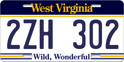 WV license plate 2ZH302