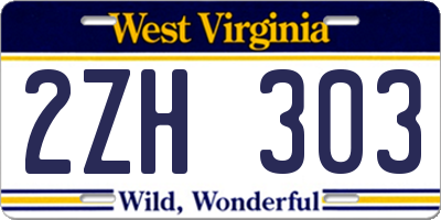 WV license plate 2ZH303