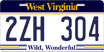 WV license plate 2ZH304
