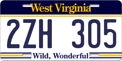 WV license plate 2ZH305