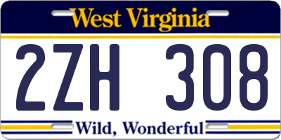 WV license plate 2ZH308