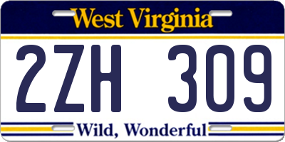 WV license plate 2ZH309