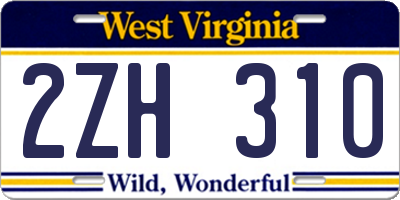 WV license plate 2ZH310