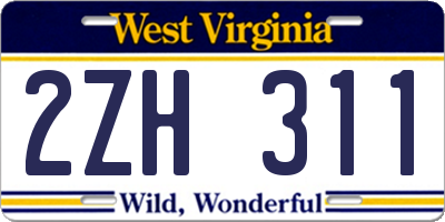 WV license plate 2ZH311
