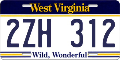 WV license plate 2ZH312