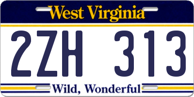 WV license plate 2ZH313