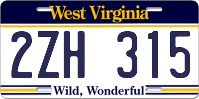 WV license plate 2ZH315