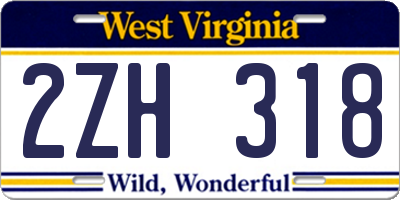 WV license plate 2ZH318