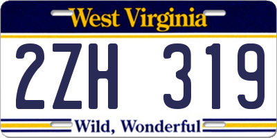 WV license plate 2ZH319