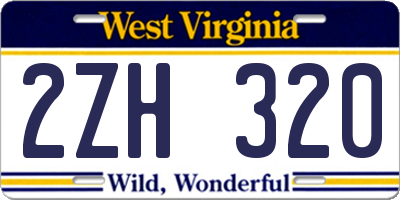 WV license plate 2ZH320