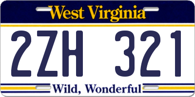 WV license plate 2ZH321