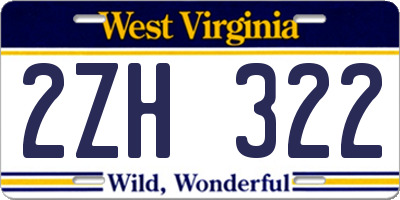 WV license plate 2ZH322