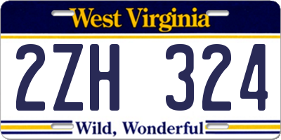 WV license plate 2ZH324