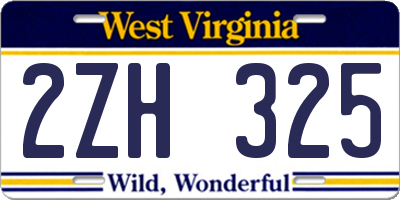 WV license plate 2ZH325