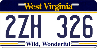 WV license plate 2ZH326