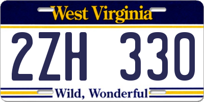 WV license plate 2ZH330
