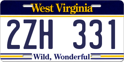 WV license plate 2ZH331