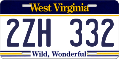 WV license plate 2ZH332