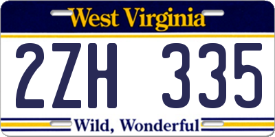 WV license plate 2ZH335