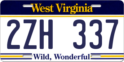 WV license plate 2ZH337