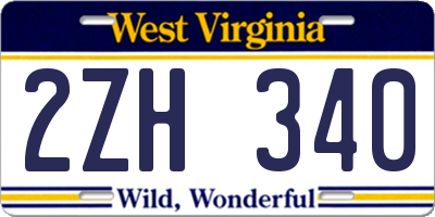 WV license plate 2ZH340