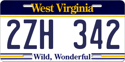 WV license plate 2ZH342