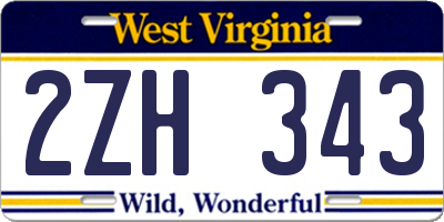 WV license plate 2ZH343