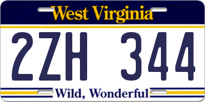 WV license plate 2ZH344
