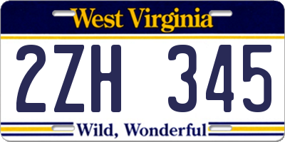 WV license plate 2ZH345