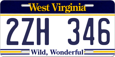 WV license plate 2ZH346