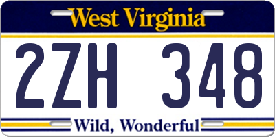 WV license plate 2ZH348