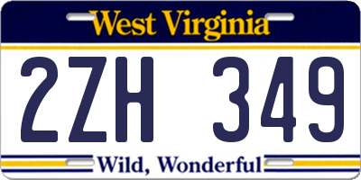 WV license plate 2ZH349