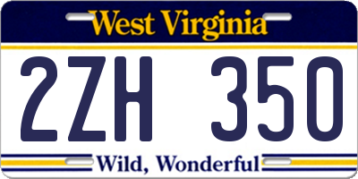 WV license plate 2ZH350