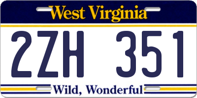 WV license plate 2ZH351