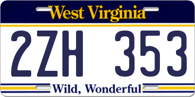 WV license plate 2ZH353