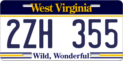 WV license plate 2ZH355