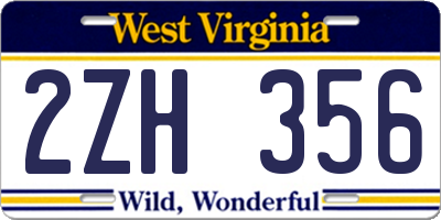WV license plate 2ZH356