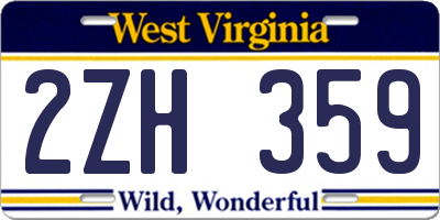 WV license plate 2ZH359