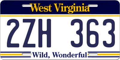 WV license plate 2ZH363