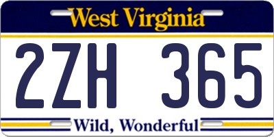 WV license plate 2ZH365